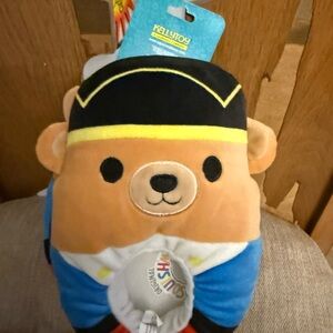 Squishmallows Nutcracker Bear Plush - slippers Tan, Blue, Black